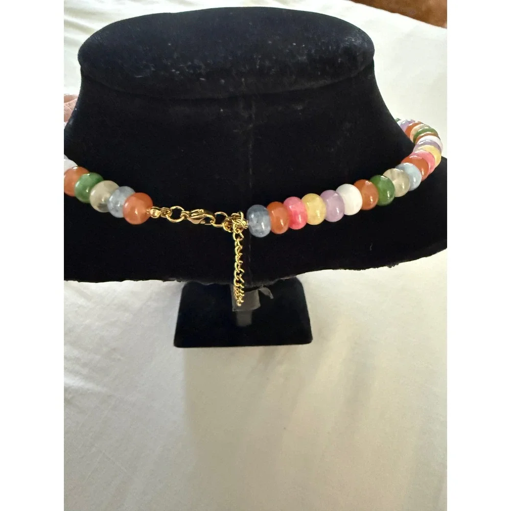 Elan Rainbow Beaded Fish Necklace Sardine Girl Coastal Jewelry